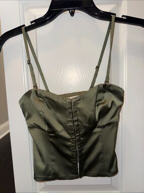 Abercrombie & Fitch Olive Satin Corset Cami